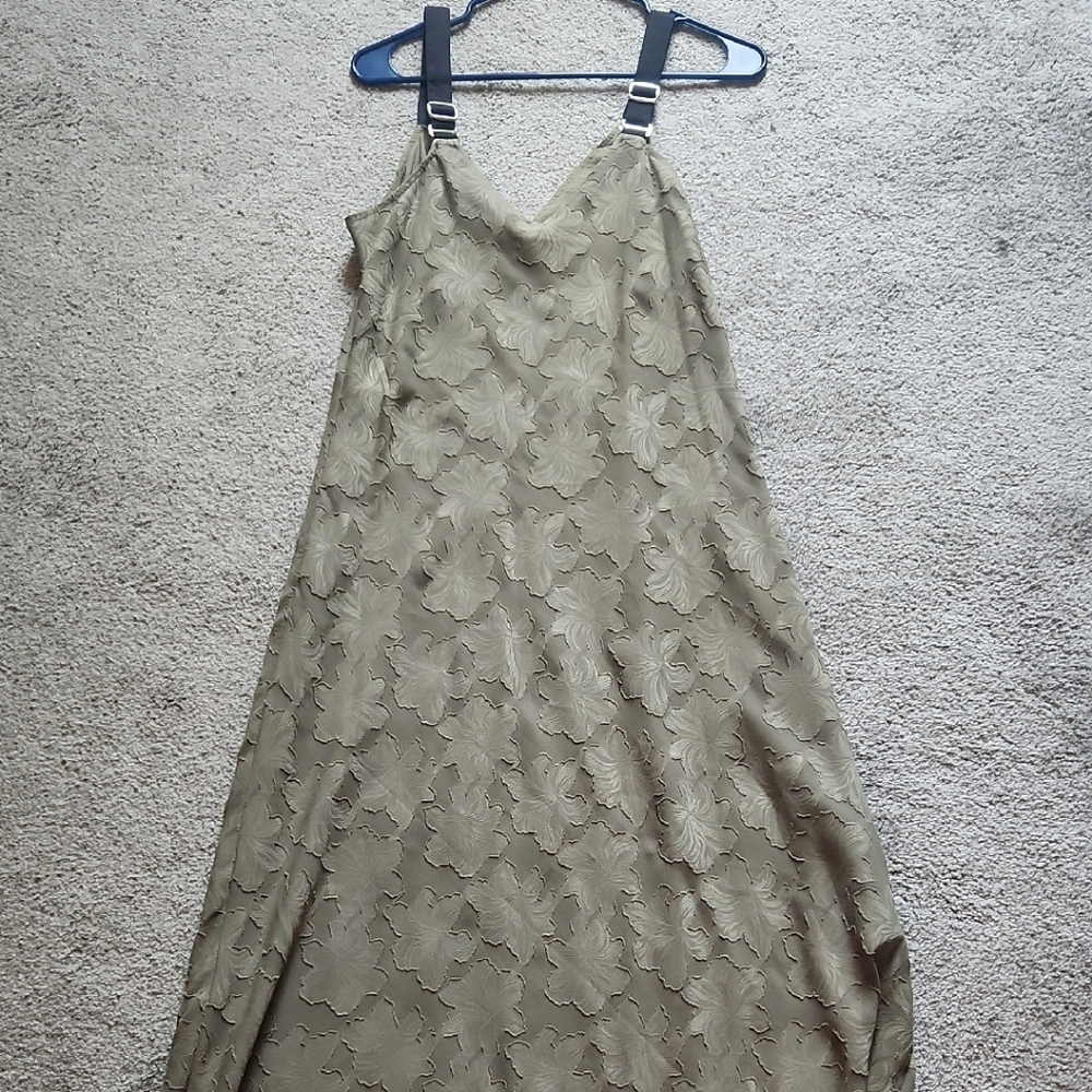 Dkny Green Spaghetti Strap Slip Maxi Dress